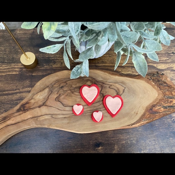 Handmade Heart Clay Earrings - Valentine's Day - Picture 3 of 5
